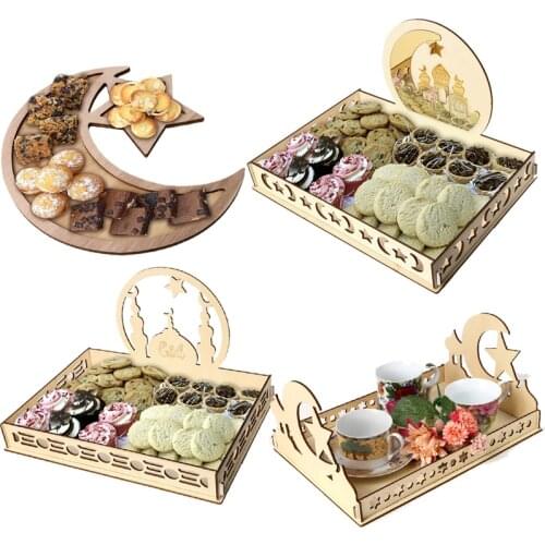EID Mubarak food tray Ramadan Mubarak decorations for home wooden plate Islamic Ramadan Kareem Muslim Party Decor Eid Al Adha