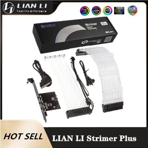 LIANLI Strimer 24 8 Neon Line ATX 24Pin Power RGB PSU Cable / PCI-E GPU 8Pin Extension Adapter Cable 5V 3Pin A-RGB AURA SYNC