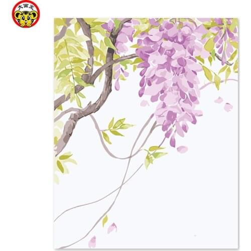 Painting by numbers art paint by number Diy wall decor Wisteria villosa Rehder diy oil purple frameless manual floral leaves
