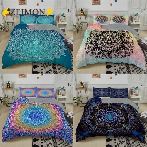 ZEIMON Bohemian 2/3 Pieces Mandala Bedding Set Single Twin Queen King Size Comforter/Duvet/Quilt Cover and Pillowcase Bedclothes
