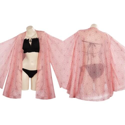 Summer Swimsuit Suit Anime Demon Slayer Kamado Nezuko Cosplay Kimetsu no Yaiba Kimono Kamado Nezuko Bikini Beach Swimsuit