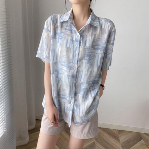 Vogue ladies shirts casual loose Womens chiffon Blouses New Summer Short Sleeve Shirts Tops Blusas Mujer