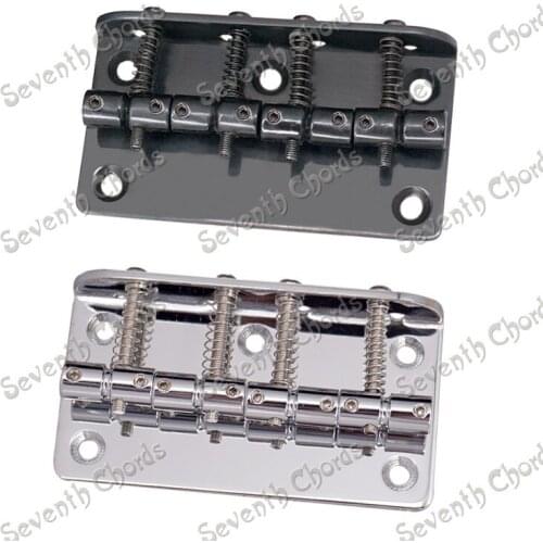 A Set Top Load Vintage 4 String Saddle Bridge for Electric Bass - Length 80mm / Guitar Parts / Chrome & Black for choose
