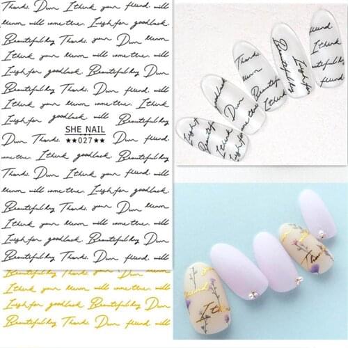 Newest SHE027 lettering design 3d nail sticker Japan Korea type DIY decal decoration tools for nail accessory