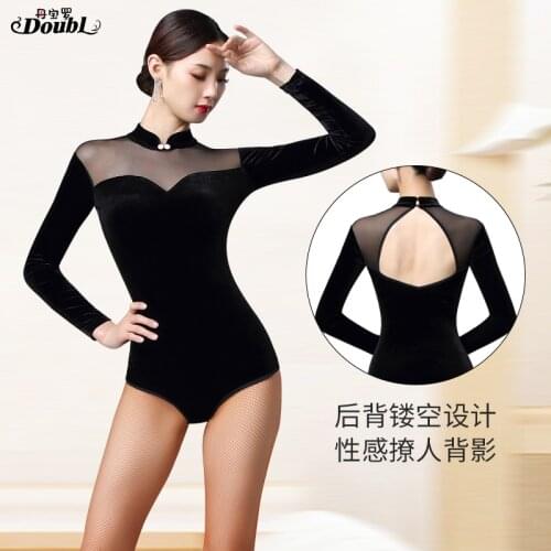 New Sexy latin leotard Dance Clothes Women Latin Salsa Rumba Chacha Dance long sleeve Performance Practice Costume