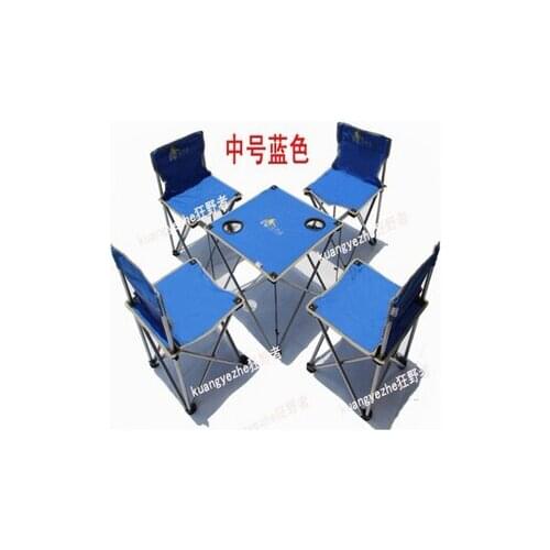Outdoor portable folding tables and chairs set interdiffused tables and chairs combination desk fishing chair 5 piece set