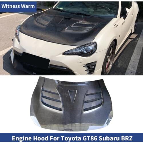 For GT86 BRZ Real Carbon Fiber Car Front Bumper Engine Hoods Cover For Toyota GT86 For Subaru BRZ Bonnets 2013 2014 2015 2016 17