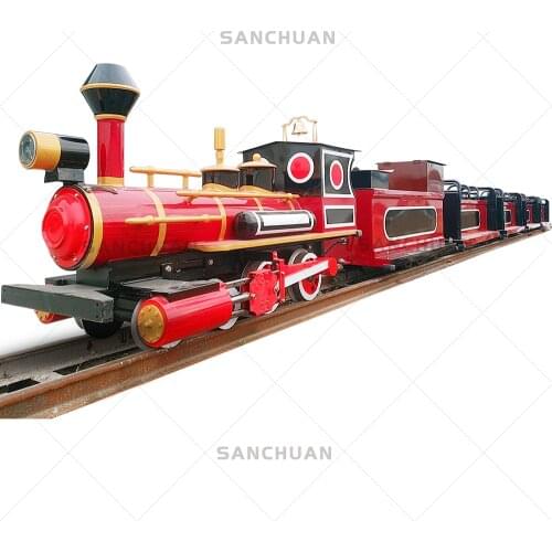 SANCHUAN-Amusement Park Rides Hot Electric Fiberglass 17 Seats Rail Track Train Set