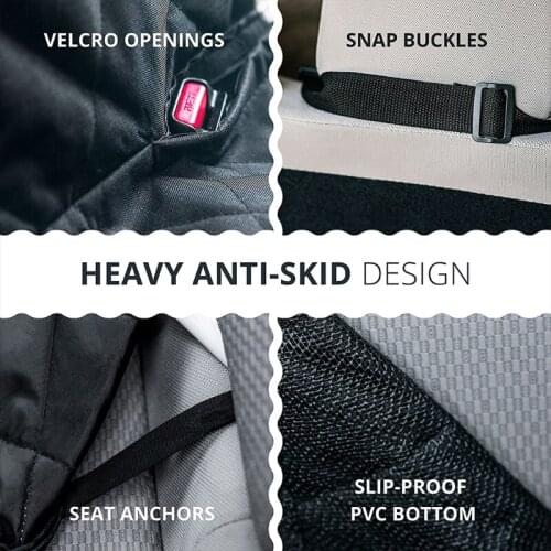 P15D Pet Fur Durable Pets Seat Covers with Oversized Accessory Pocket Mesh Window Car Seat Cover for Middle/Large Dogs