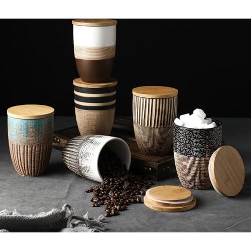 Handmade Ceramic Tea Container Sealed Canister Vintage Household Kitchen Storage Bottles Sugar Canister Dry Food Storage Jar