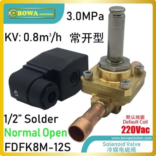 0.8m3/h NO (normal open) solenoid valve is installed in hot fluoride defrost pipeline in freezers or other low temperature units