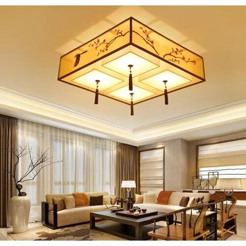 New Chinese style rectangular living room personality LED atmosphere modern simple bedroom study room din ceiling lamp LO8123