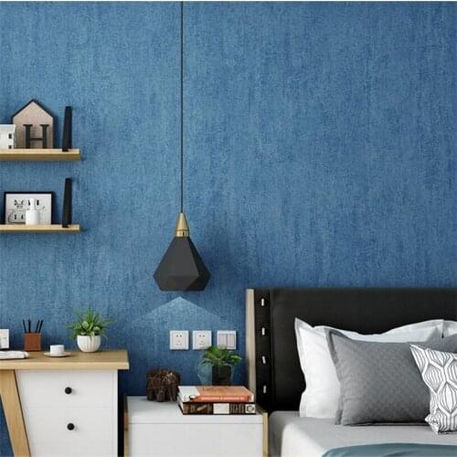 Mediterranean non-woven blue wallpaper plain solid color modern minimalist fashion living room bedroom Nordic ins wallpaper