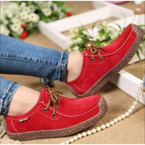 Autumn Lace-up Women Flats Comfortable Loafers Women Shoes Genuine Leather Sneakers Fashion Black Soft Casual Shoes Female