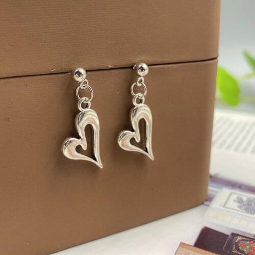 Vintage Peach Heart Dangle Earrings 2021 Trend Jewelry Gift Earrings Punk Jewelry For Cool Women Girl Friendship Gifts