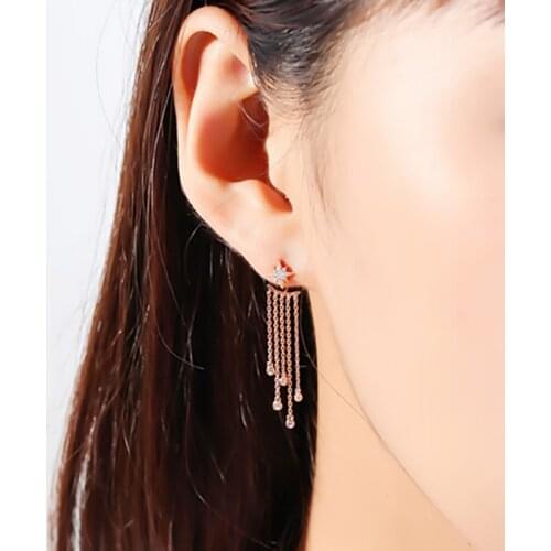 SIPENGJEL Fashion Star Tassel Earrings Elegant Unique Drop Line Long Earrings For Women Wedding Jewelry Gift