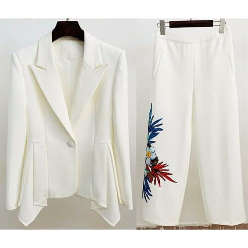 Europe Style Spring Autumn Womens Sexy leisure suit High quality patchwork Blazers jackets+Pencil pants 2Piece set C019