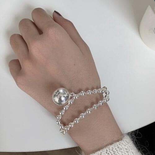 AOMU Spring New Silver Color Bracelet For Women Girls Fashion Creative Bead Chain Tassel Pendant Handmade Bride Jewelry Gifts