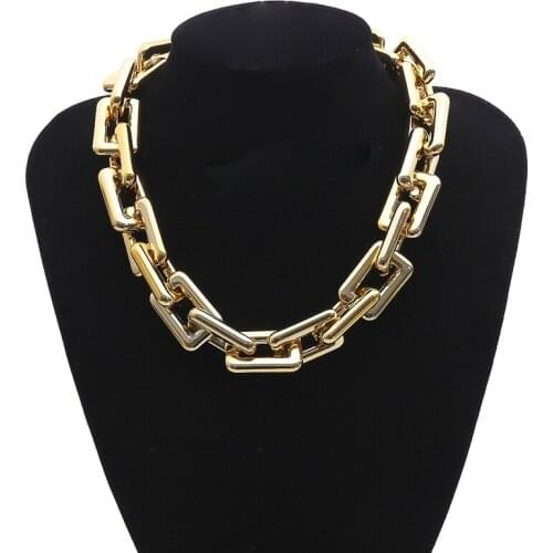 Punk Hip Hop Golden Metal Choker Necklace for Women Statement Fashion Necklaces Gothic Cuban Chain Charm Necklace