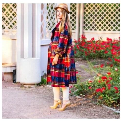 UK Brand Runway designer 2020 Spring Winter Women Plaid Wool Oversized Maxi Long Coat Overcoat manteau femme abrigos mujer