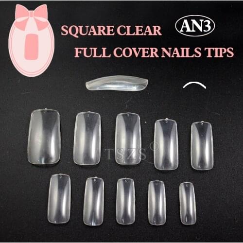 1bag/lot * 500pcs clear natural square False Acrylic UV Gel full cover French Nail Art Tips