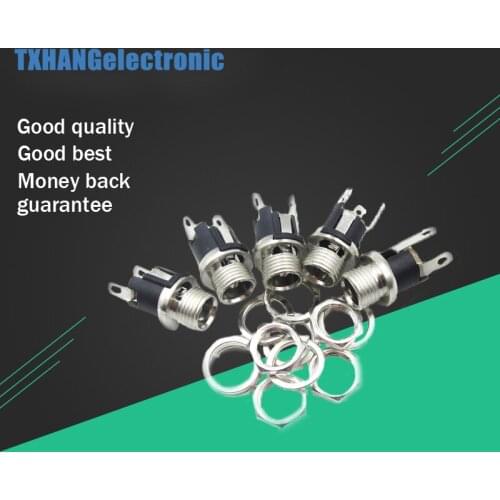 10Pcs 5.5 x 2.1mm DC Power Supply Jack Socket Female Panel Mount 3-Pin Electrical Socket Connectoror