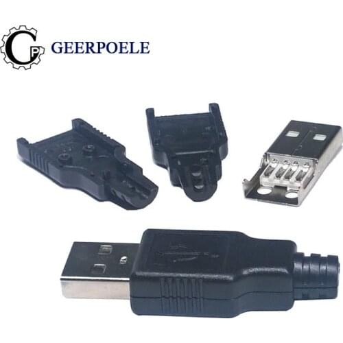 10 pcs/lot Male Type A 4Pin Black Seatless Connectors Micro USB Connector Plastic Shell Jack Tail Sockect Plug