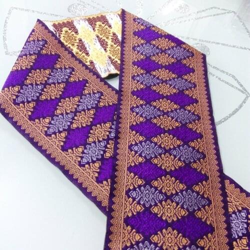 10cm 4'' Rhombus Zigzag Purple Golden Geometric Glossy Trim Ethnic Curtain Laciness National Jacquard Ribbon Embroidery Webbbing