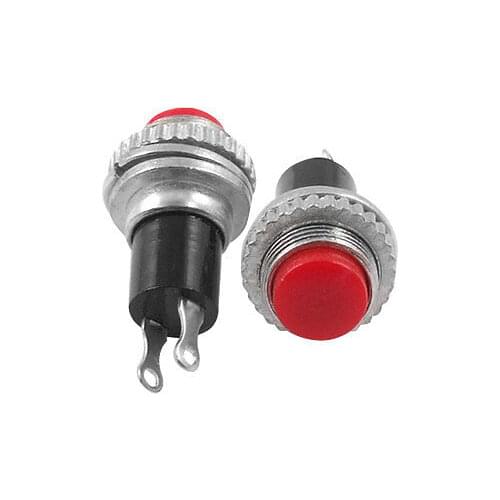 2 Pin SPST OFF-(ON) NO N/O Red Cap Momentary Push Button Switch 1A 250V AC