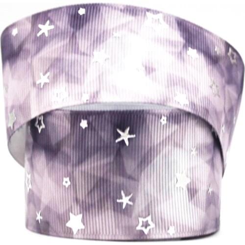 22-75mm silver foil gray printed glowing star ribbon 10/25/50 yards DIY Handmade Gift Packing Wedding Decoration ribbons