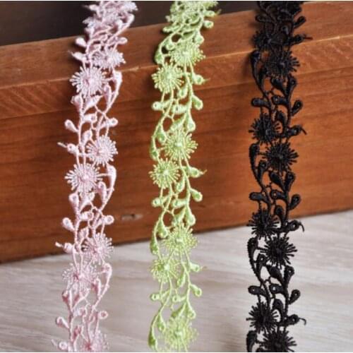 3 Meters/lot 1cm Width 2020 New High Quality Green Black Pink Flower Sewing Lace Trim Garment Accessories