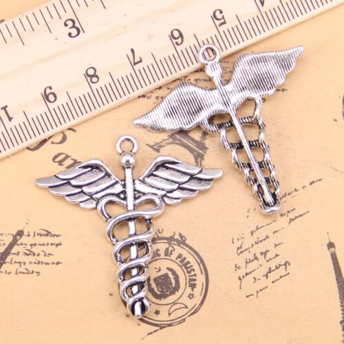 6pcs Charms caduceus medical symbol md 40x40mm Antique Pendants,Vintage Tibetan Silver Jewelry,DIY for bracelet necklace