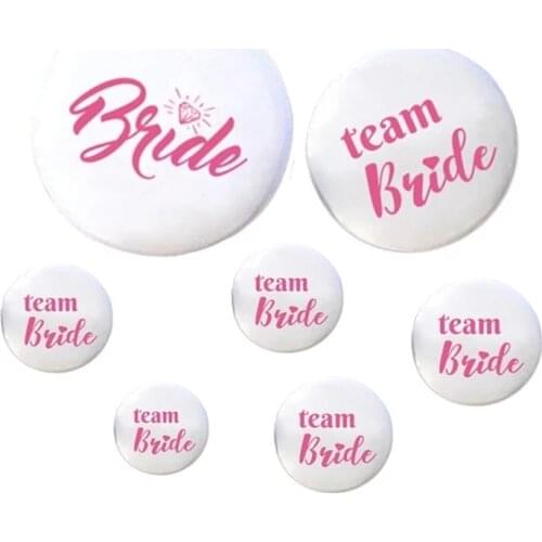 6Pcs/Set White Hen Night Hen Party Bride to Be team bride Bachelorette Badges 1 Bride 5 Team Bride QT80