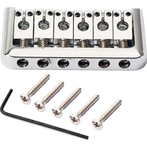 6 String Fixed Hardtail Saddle Bridge Guitar Tailpiece Stainless steel Saddles Height Adjustable for Electric Guitar