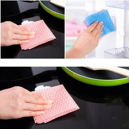80pcs/bag Non-woven Fabric Kitchen Disposable Cleaning Cloth Multi-purpose Removable Dish Cloth Scouring Pad Kitchen Cleaning