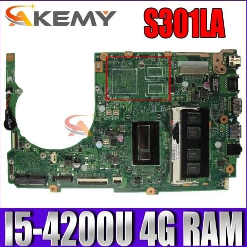 Akemy S301LA Laptop motherboard for ASUS S301LA S301L S301 Q301LA Q301L Test original mainboard 4G RAM I5-4200U