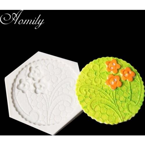 Aomily DIY Cake Fondant Hexagonal Flowers Embossed Silicone Mold Decorating Tools Cookies Chocolate Mould Cake Tools Bakeware