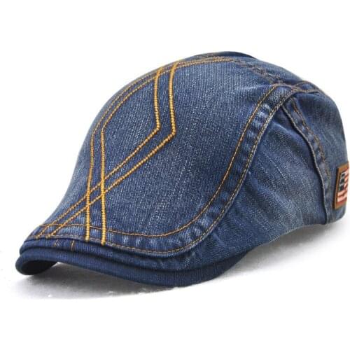 Unisex England Denim Beret Hat Men Jean Boina Women Flat Cap Classic Vintage Spring Autumn Solid Newsboy Ivy Hat
