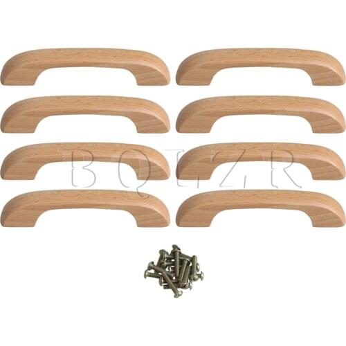BQLZR Home Accessory Beech Wood Bridge Shape Cabinet Pull Handles with Screw Hole Distance 96mm Total Length 128cm Pack of 8