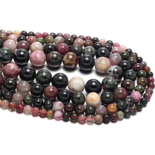 Natural Stone Beads Round Tourmaline Fashion Jewelry Loose Beads For jewelry making DIY Necklace Bracelet Accessories