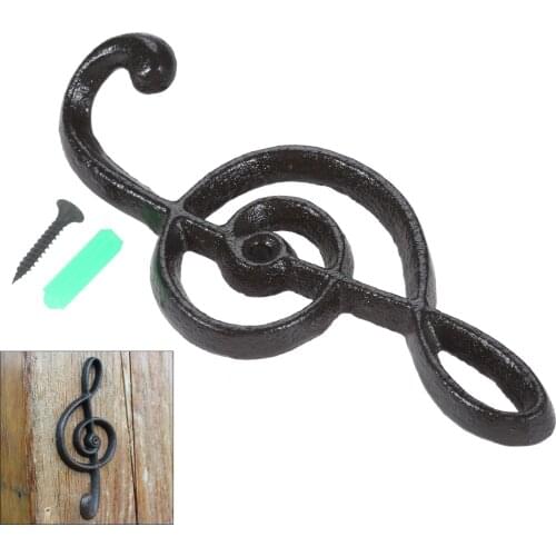Cast Iron Music Pattern Coat Hat Hanger Wall Mounted Decorative Vintage Hook Flower Basket Folding Wall Hanger Hooks 16*6.8cm