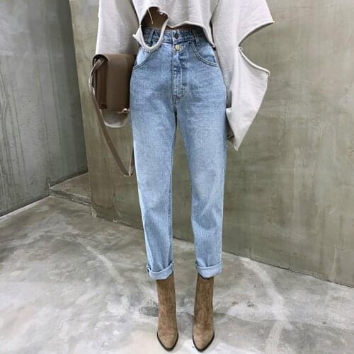 XIBUSANA 2021 Spring Vintage High Waist Straight Jeans Pant for Women Streetwear Loose Female Denim Pant Jeans Buttons Zipper