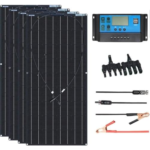 Flexible Solar Panel 12V 120W 600w cell Kits system Charge Controller Cable for Battery RV Trailer Boat Cabin Caravan Truck