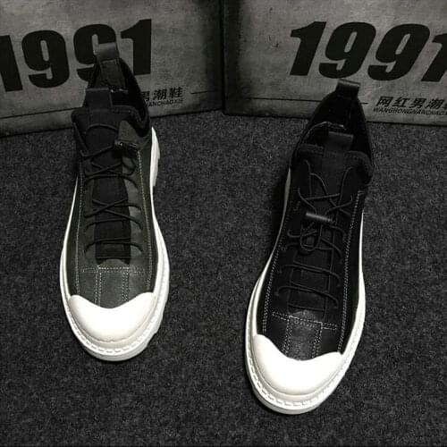 Fashion Design Male Retro Sneakers Lace-up Flats shoes Hip hop black gray Men Casual Shoes High Top Canvas Shoes MM-87