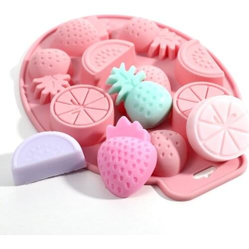 9-hole Summer Style Fruit Baking Cake Chocolate Mold Biscuit Plaster Handmade Soap Silicone Mold Cake Decoration Accessories