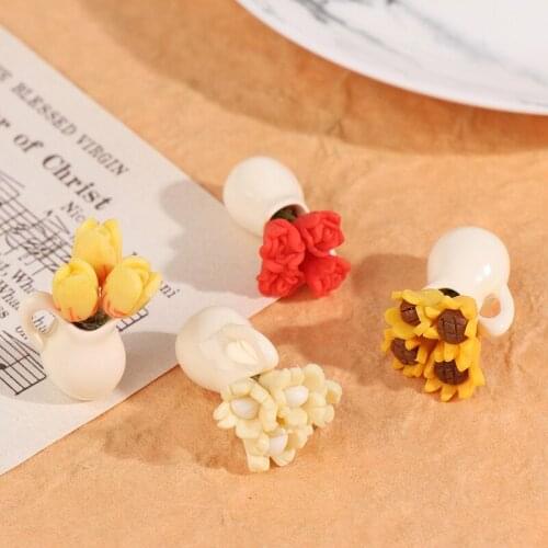 Hot!1:12 Doll House Miniature Flowers Fairy Garden Ornament Mini Potted Plant Flowers Pot DollHouse Decor Different Styles