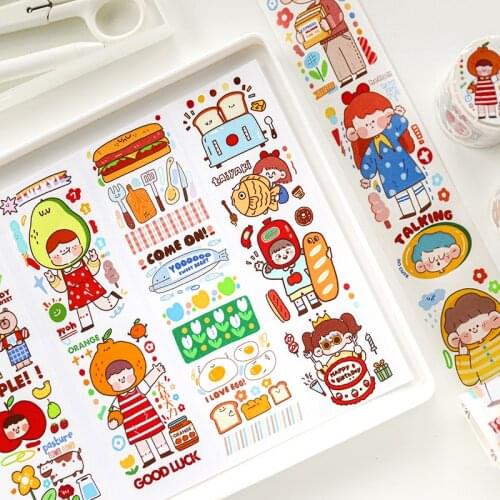 45mmx3mm/350mm Oil Washi Tape Kawaii Cute Cartoon Washi Tape DIY Scrapbooking Diary Girls Student Office School Stationery Stick