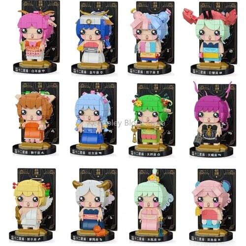 Mini Particle Twelve Constellation Brickheadz Building Block Plastic Assembly Creativity Brick Toys for Children Birthday Gifts