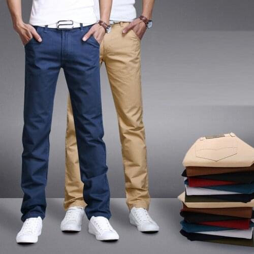 2020 Fashion Men Business Casual Pants Cotton Slim Straight Trousers Spring Summer Long Pants Men Pants