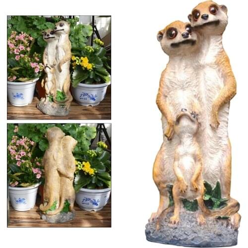 Nordic Art Mongoose Sculpture Set Ornament Figurine Statue Miniature Park